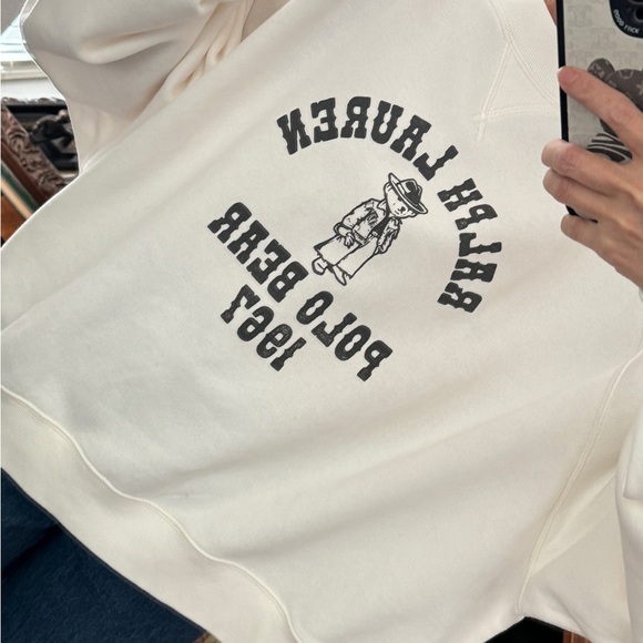Polo Ralph Lauren Womens Polo Bear Oversized Fleece Crew Neck - White XL - Picture 11 of 13
